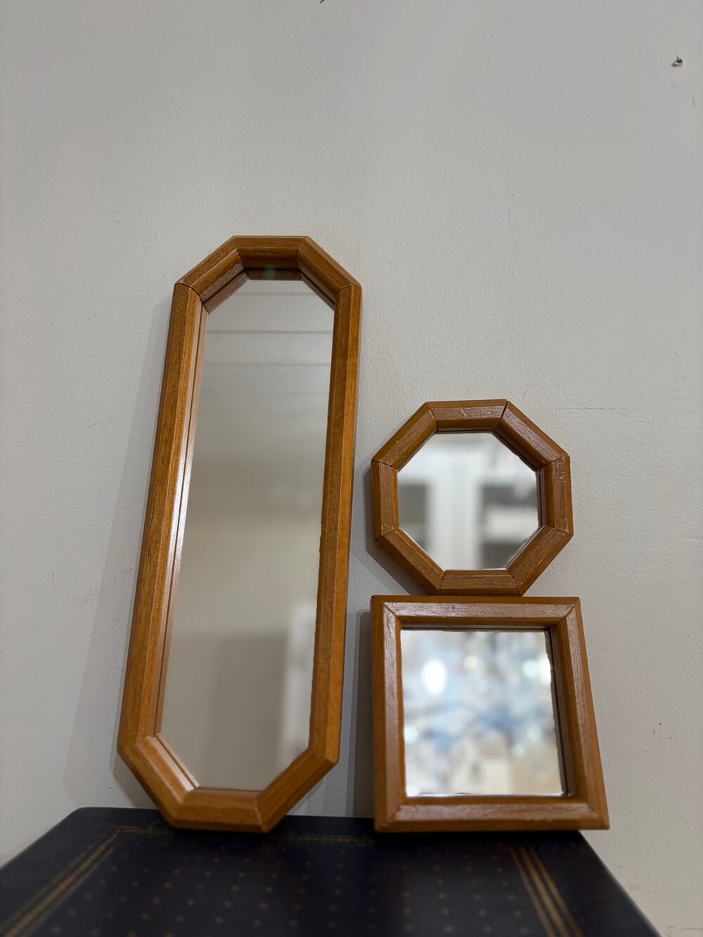 Vintage Mid Century Modern Wood Mirrors Set Of 3 Curated Wall